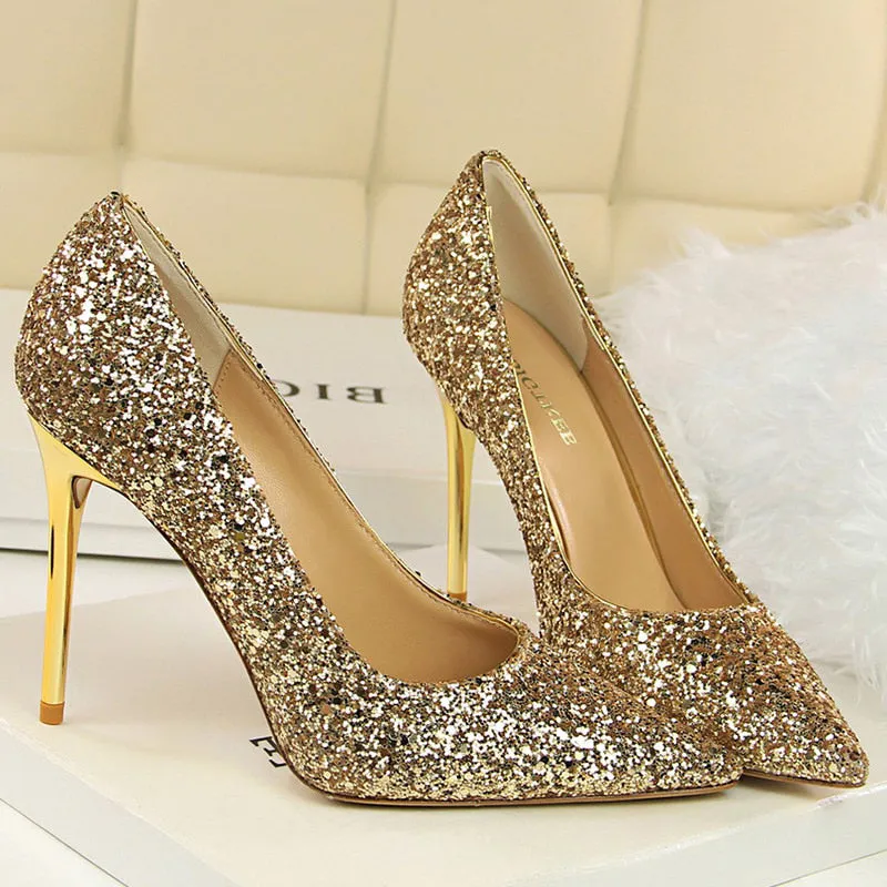 Funki Buys | Shoes | Women's High Heel Glitter Prom Pumps