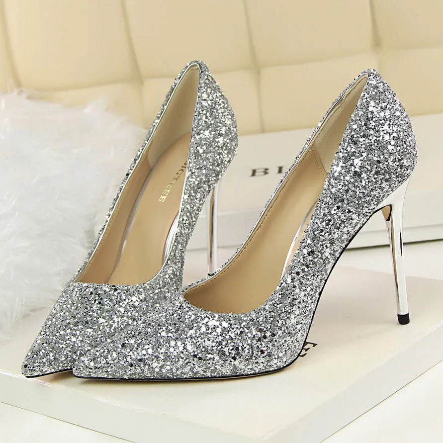 Funki Buys | Shoes | Women's High Heel Glitter Prom Pumps