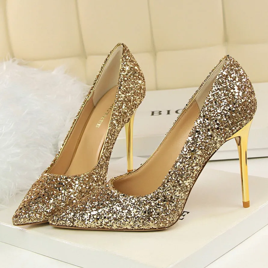 Funki Buys | Shoes | Women's High Heel Glitter Prom Pumps