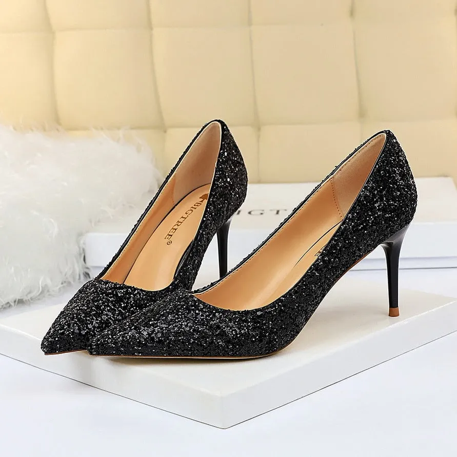 Funki Buys | Shoes | Women's High Heel Glitter Prom Pumps