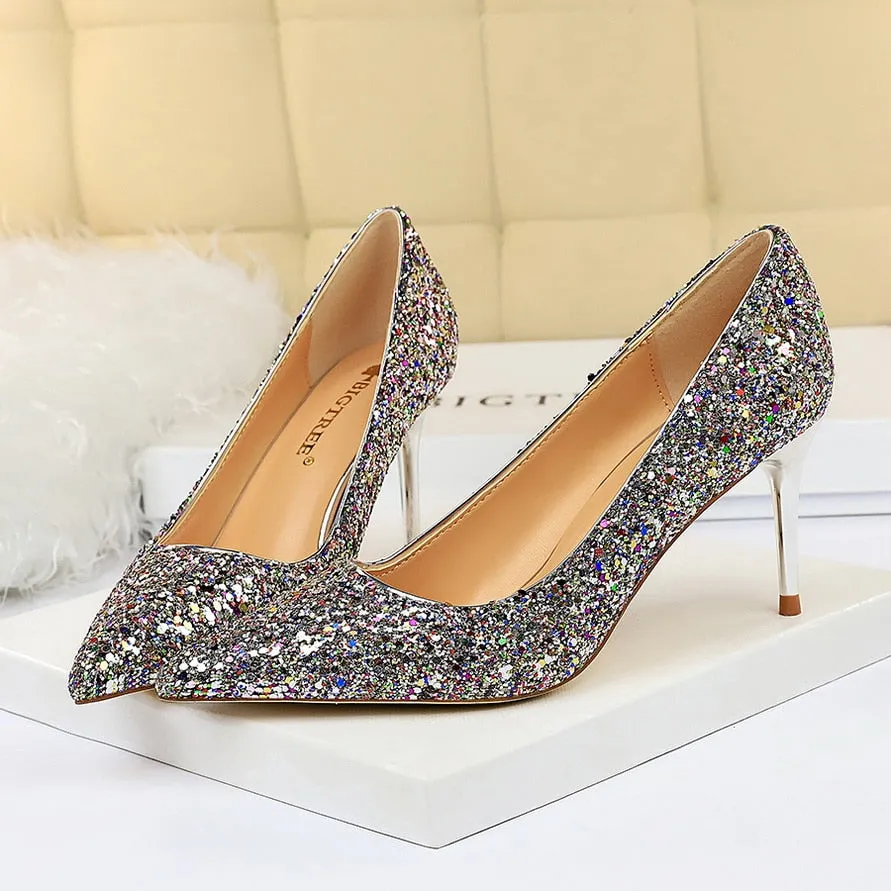 Funki Buys | Shoes | Women's High Heel Glitter Prom Pumps