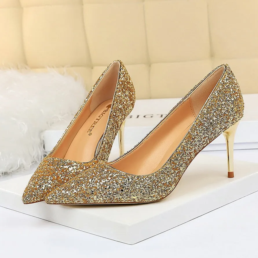 Funki Buys | Shoes | Women's High Heel Glitter Prom Pumps