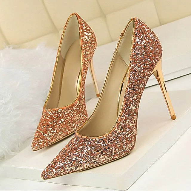 Funki Buys | Shoes | Women's High Heel Glitter Prom Pumps