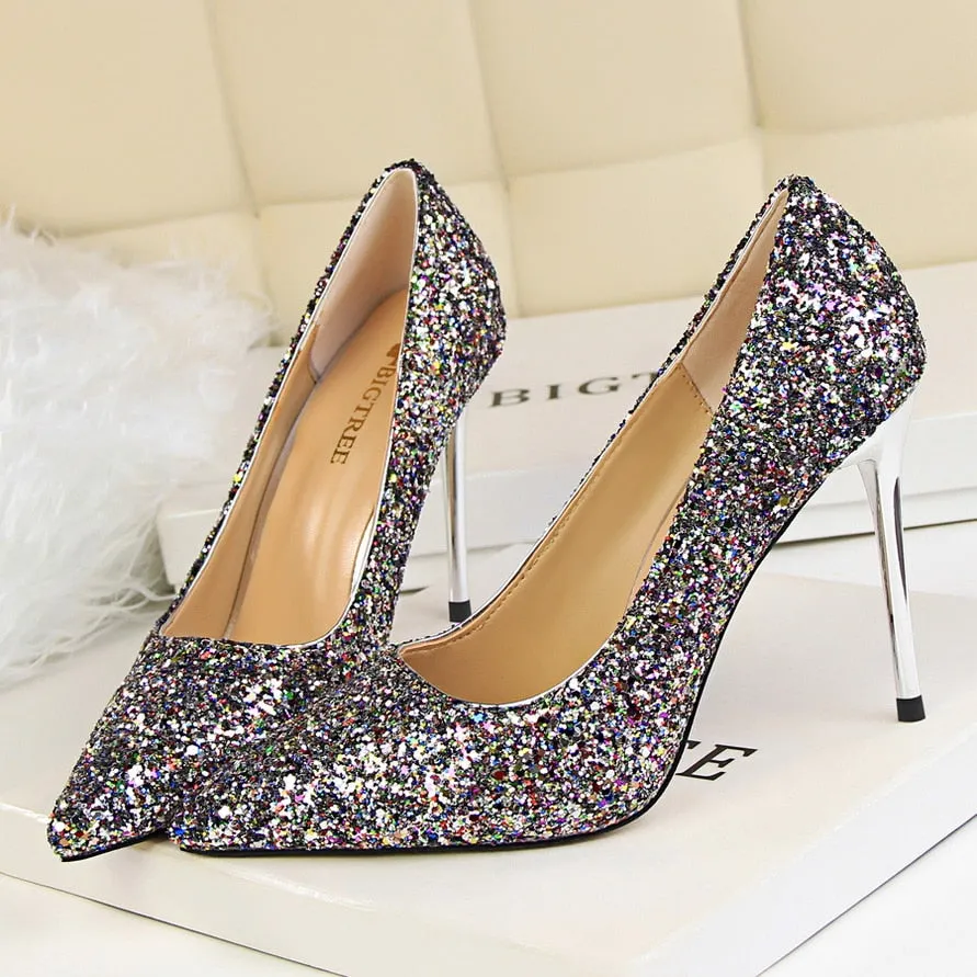 Funki Buys | Shoes | Women's High Heel Glitter Prom Pumps