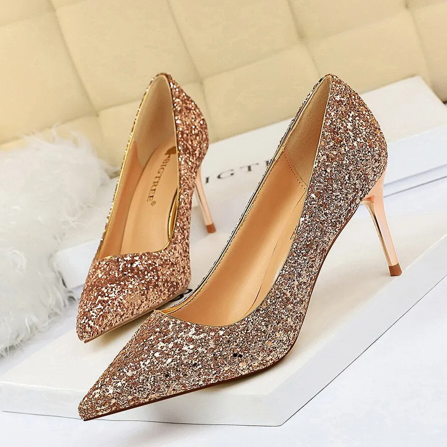 Funki Buys | Shoes | Women's High Heel Glitter Prom Pumps