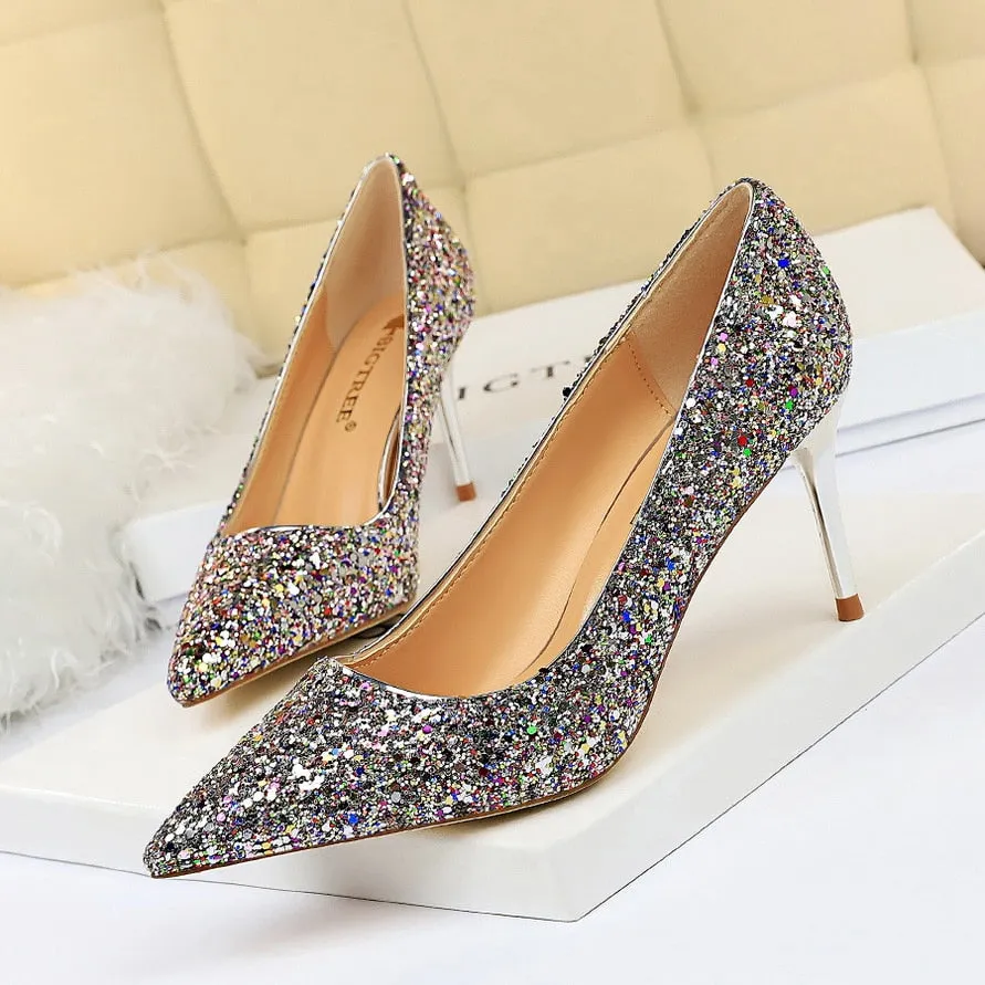 Funki Buys | Shoes | Women's High Heel Glitter Prom Pumps