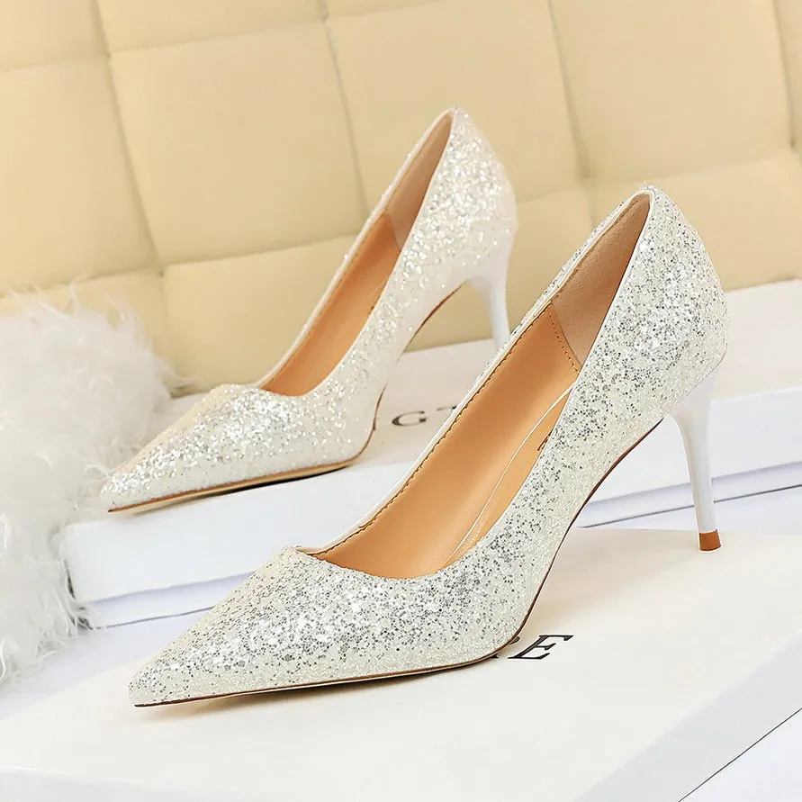 Funki Buys | Shoes | Women's High Heel Glitter Prom Pumps