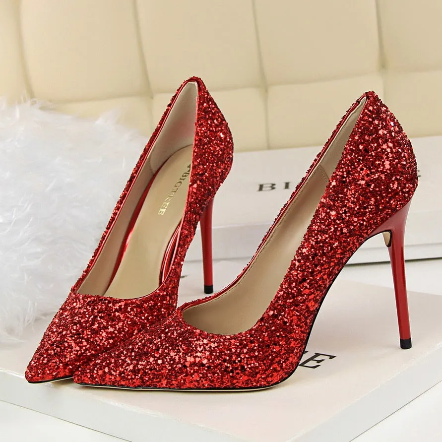 Funki Buys | Shoes | Women's High Heel Glitter Prom Pumps