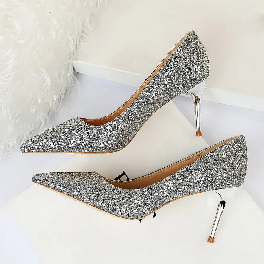 Funki Buys | Shoes | Women's High Heel Glitter Prom Pumps