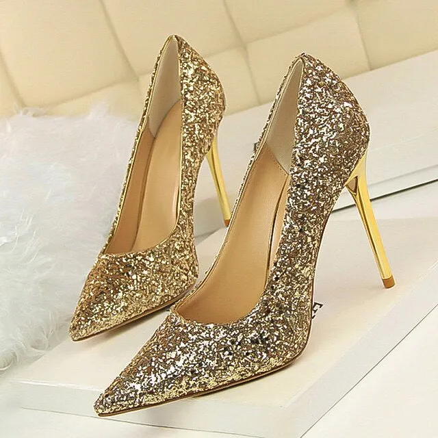 Funki Buys | Shoes | Women's High Heel Glitter Prom Pumps