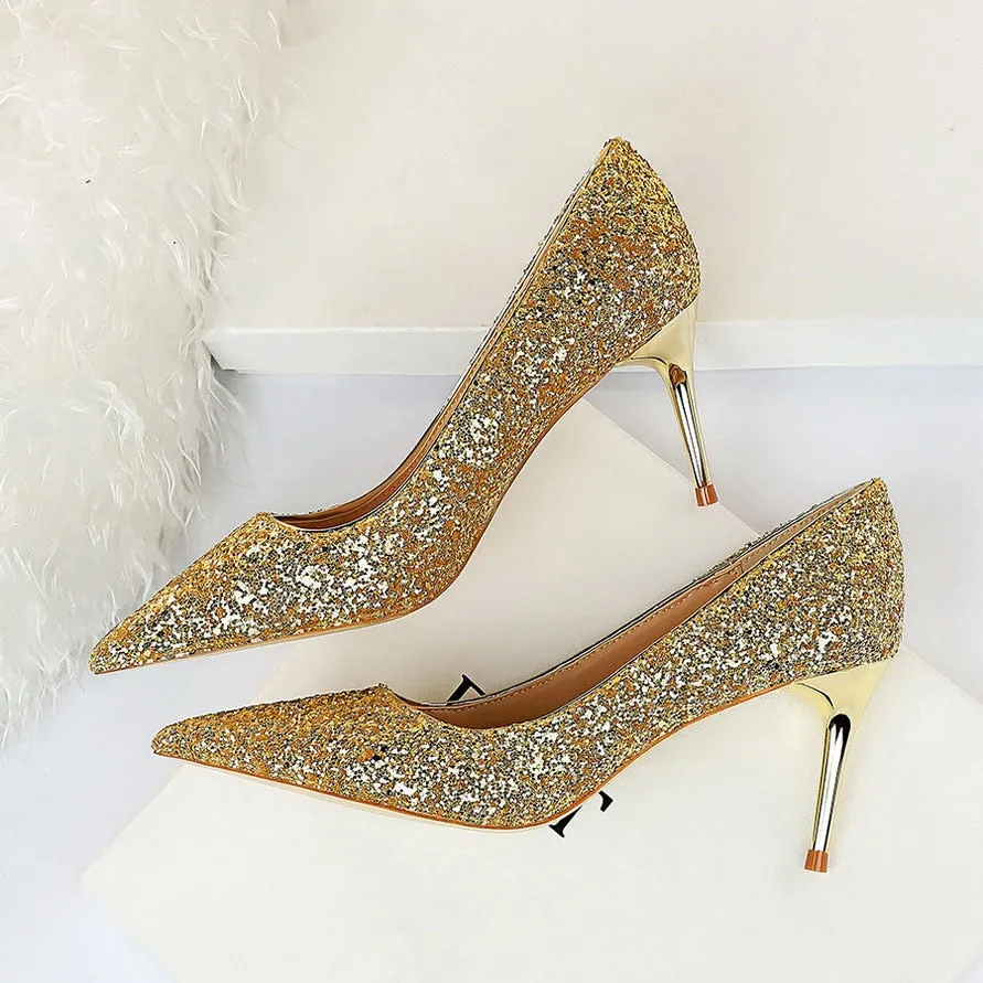 Funki Buys | Shoes | Women's High Heel Glitter Prom Pumps