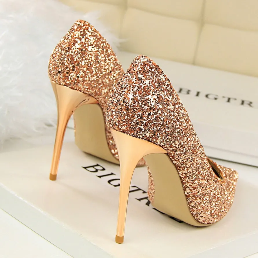 Funki Buys | Shoes | Women's High Heel Glitter Prom Pumps