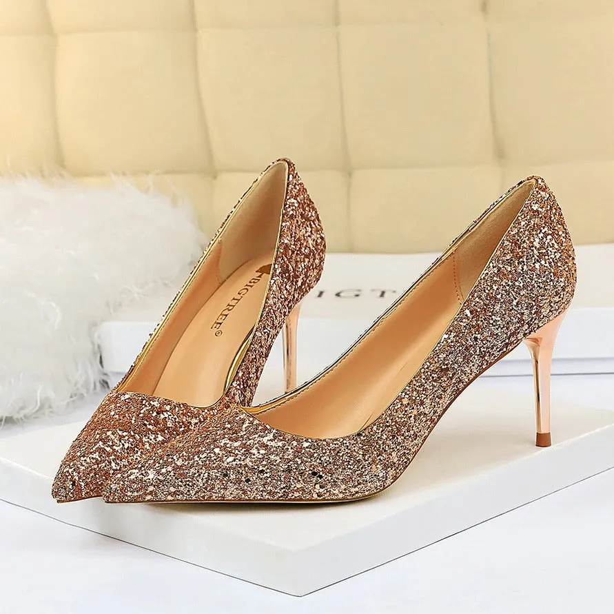 Funki Buys | Shoes | Women's High Heel Glitter Prom Pumps