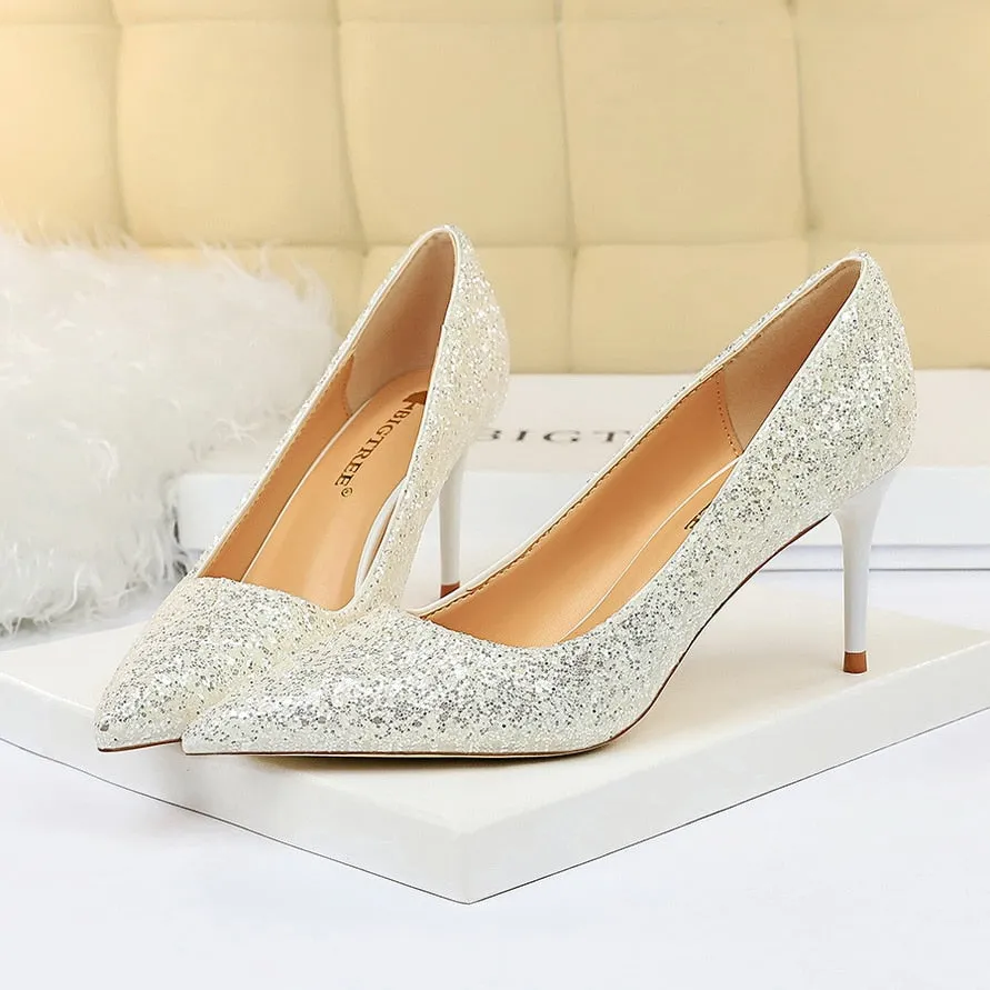 Funki Buys | Shoes | Women's High Heel Glitter Prom Pumps