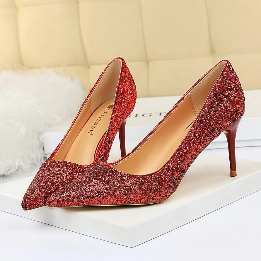 Funki Buys | Shoes | Women's High Heel Glitter Prom Pumps