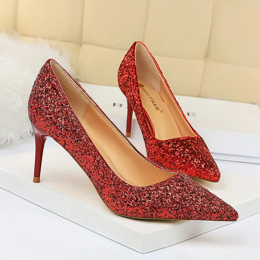 Funki Buys | Shoes | Women's High Heel Glitter Prom Pumps