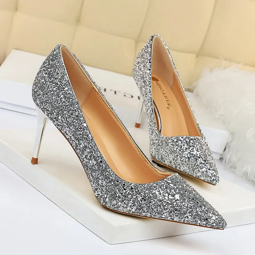 Funki Buys | Shoes | Women's High Heel Glitter Prom Pumps