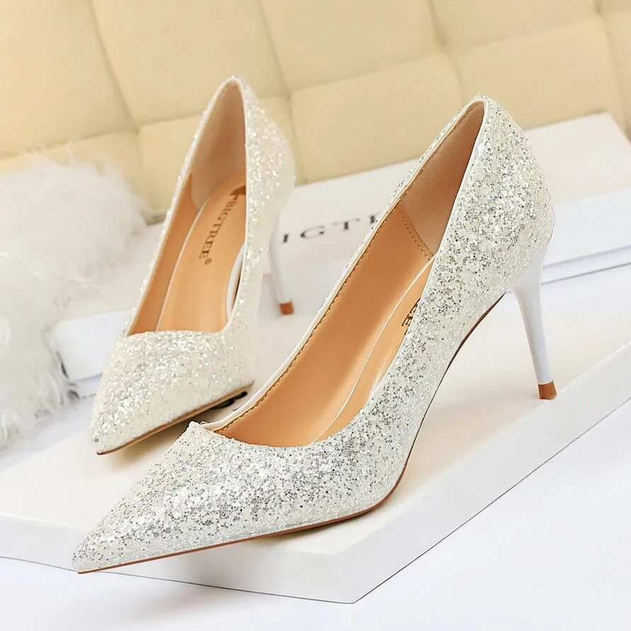 Funki Buys | Shoes | Women's High Heel Glitter Prom Pumps