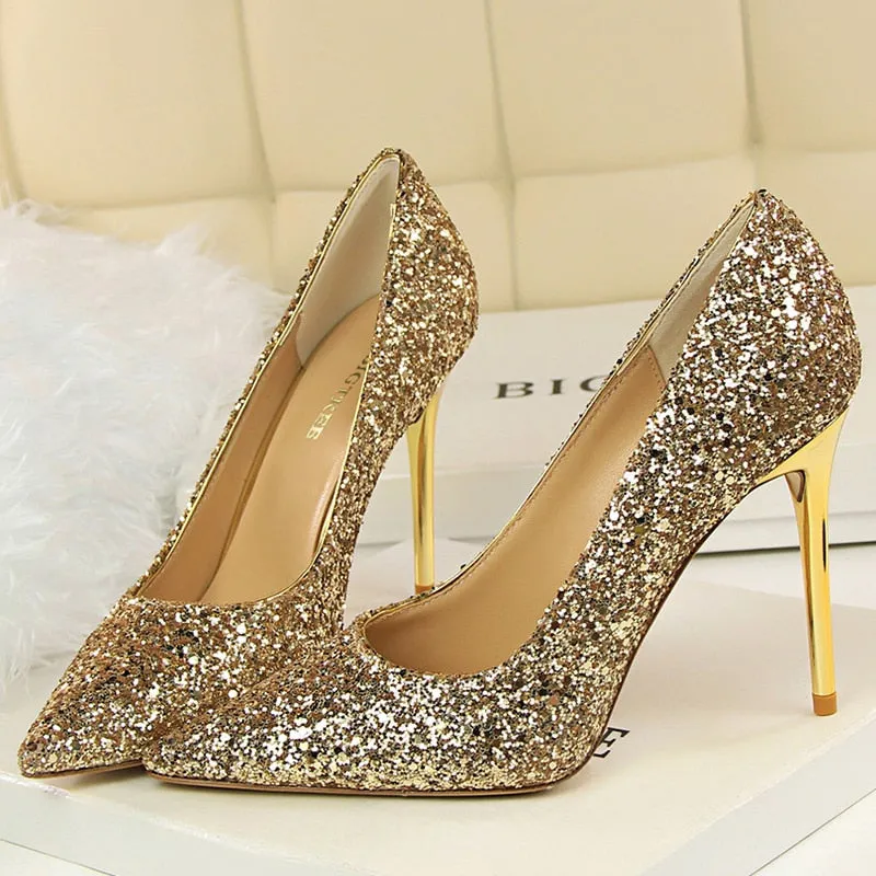 Funki Buys | Shoes | Women's High Heel Glitter Prom Pumps