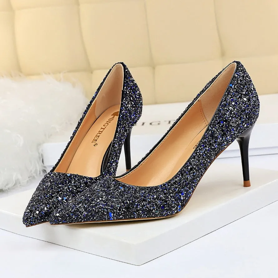 Funki Buys | Shoes | Women's High Heel Glitter Prom Pumps