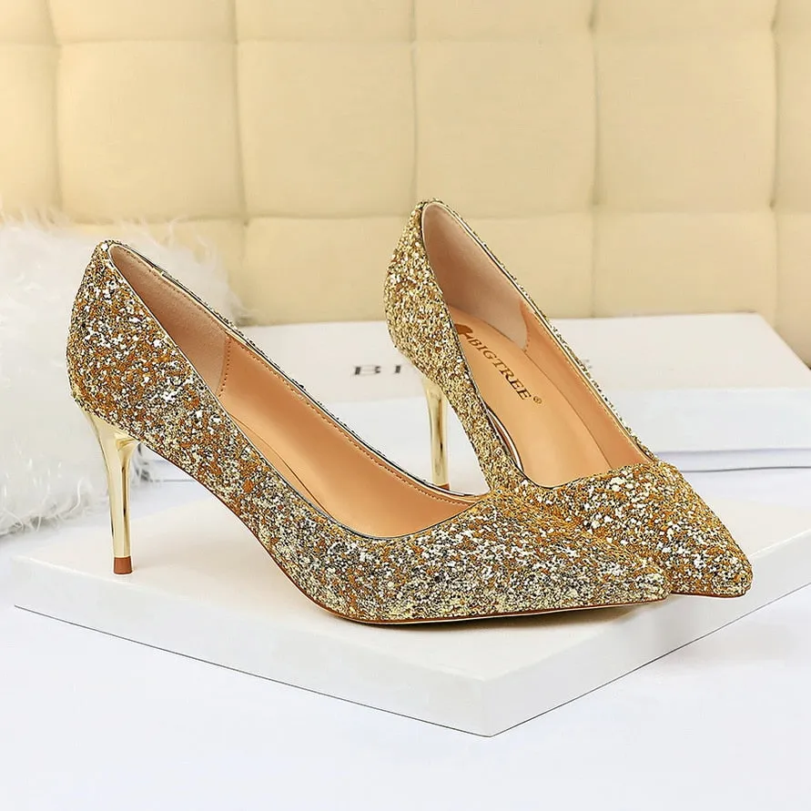 Funki Buys | Shoes | Women's High Heel Glitter Prom Pumps