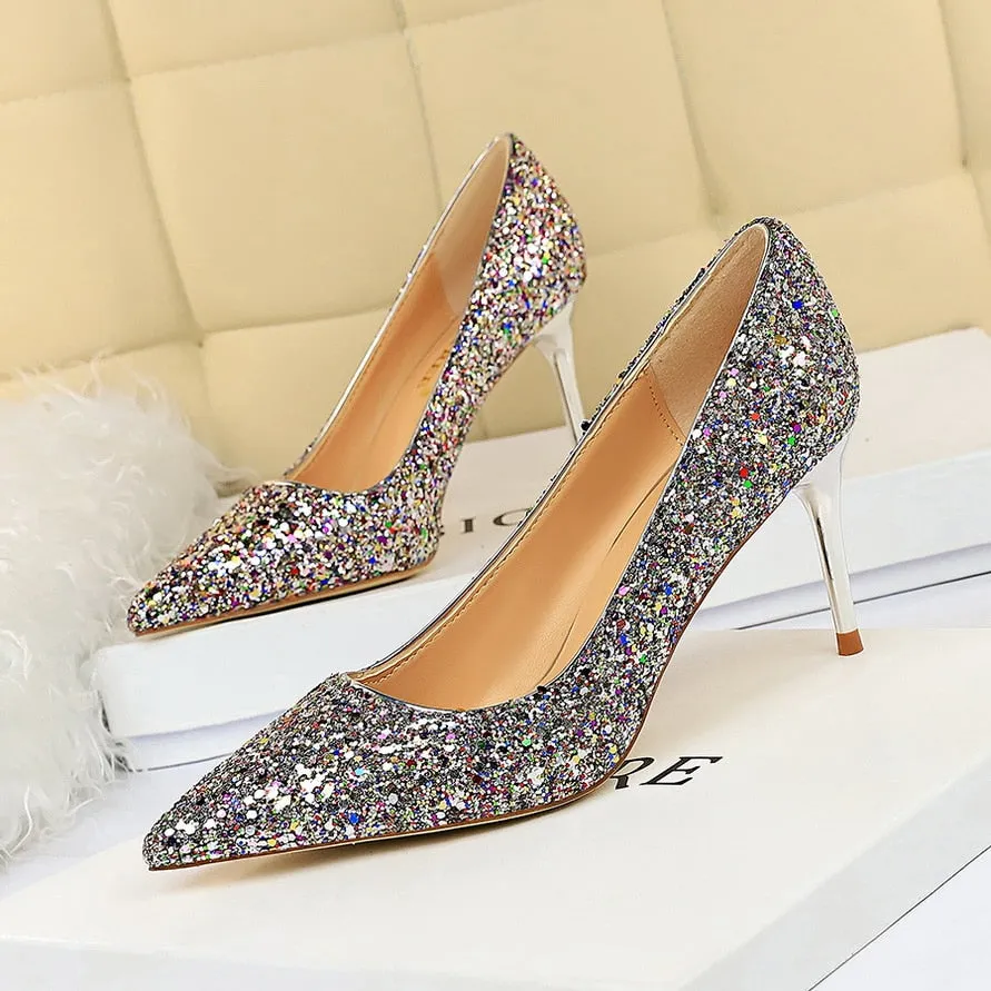 Funki Buys | Shoes | Women's High Heel Glitter Prom Pumps