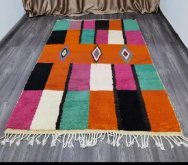 Handmade Boujaad Moroccan Rug - Authentic Berber Wool Carpet for Stylish Home Decor