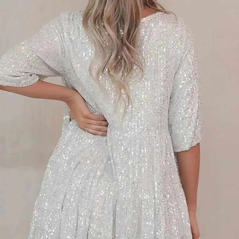 Holiday Sparkle Festive Sequined Dress