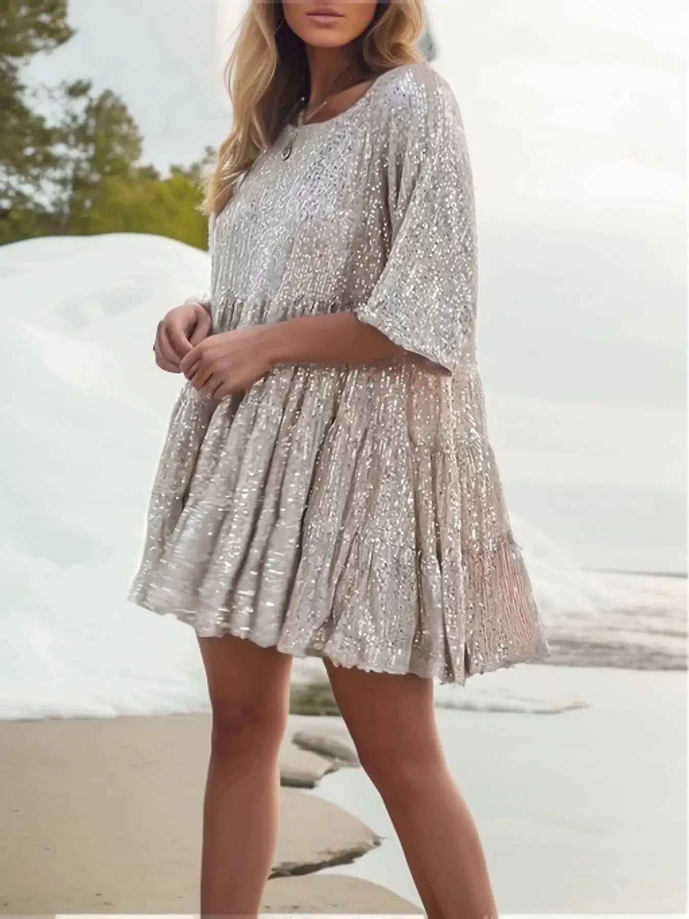 Holiday Sparkle Festive Sequined Dress