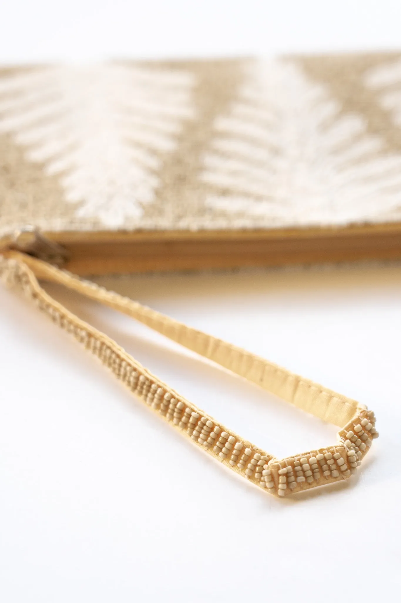 Ivory Palm Large Beaded Clutch