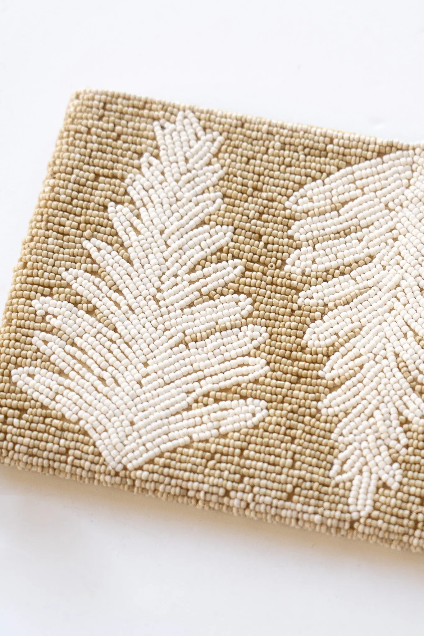 Ivory Palm Large Beaded Clutch