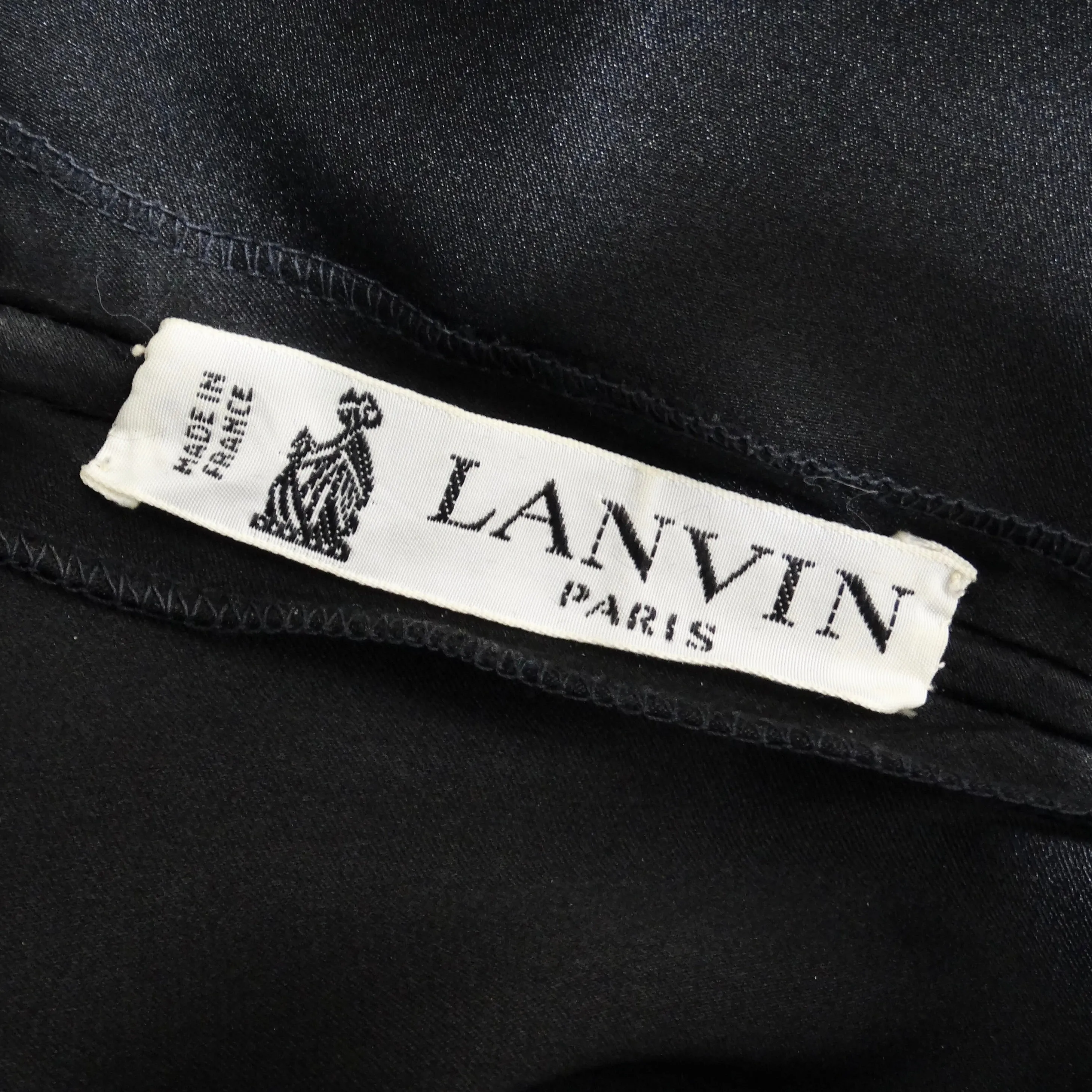 Lanvin Haute Couture 1980s Velvet Bias Cut Black Gown