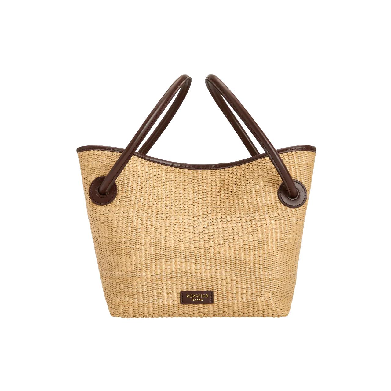 Leather-trimmed Raffia Bucket Bag