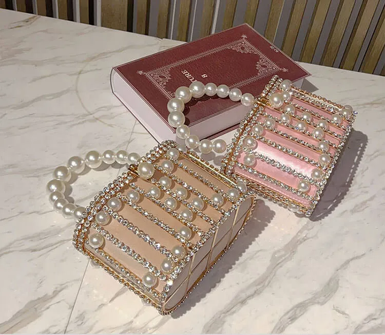 Lisa Pearl Beaded Clutch Bridal Handbag