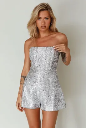 Lucidè – Dazzling silver shimmer – Strapless romper