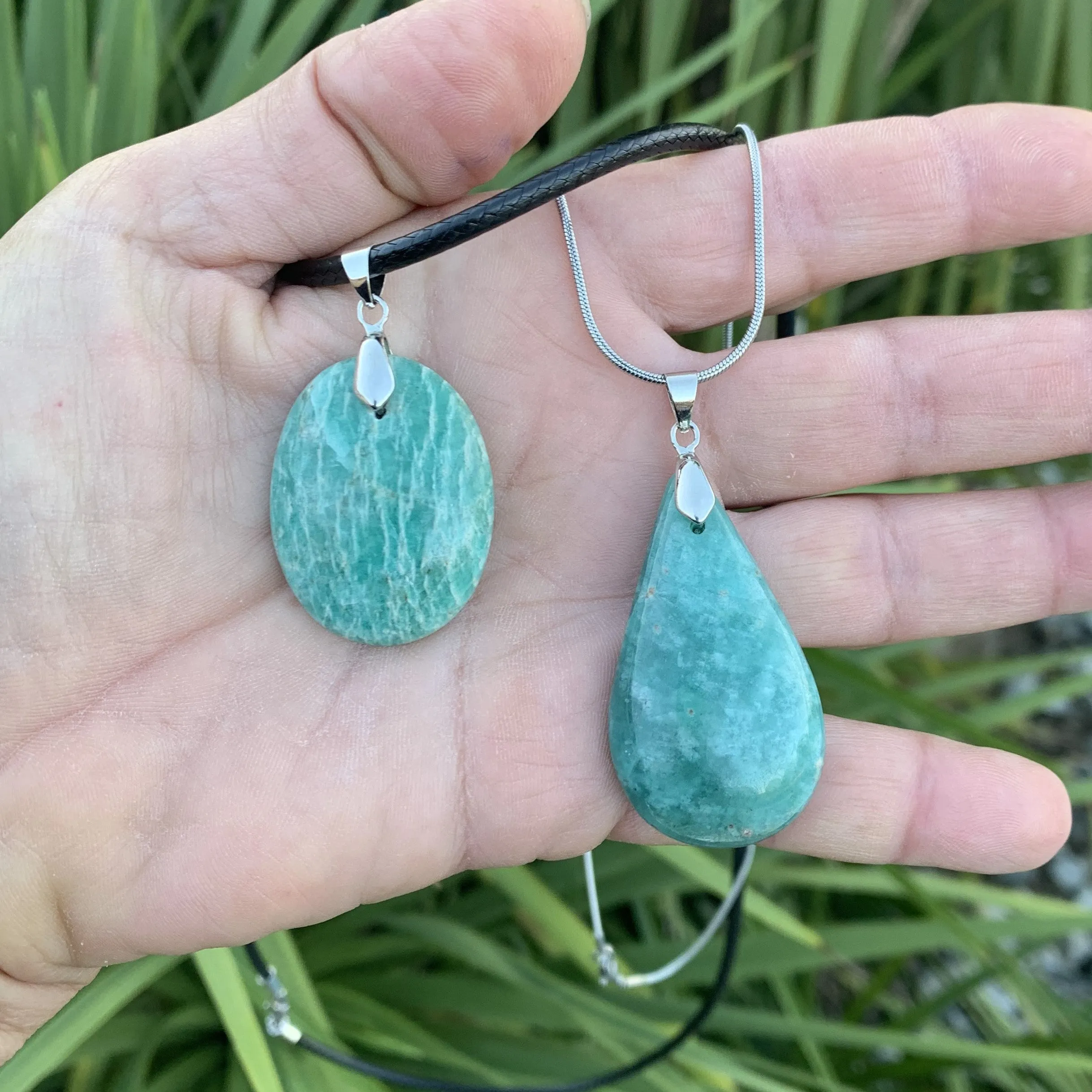 Made-to-order natural blue amazonite pendant