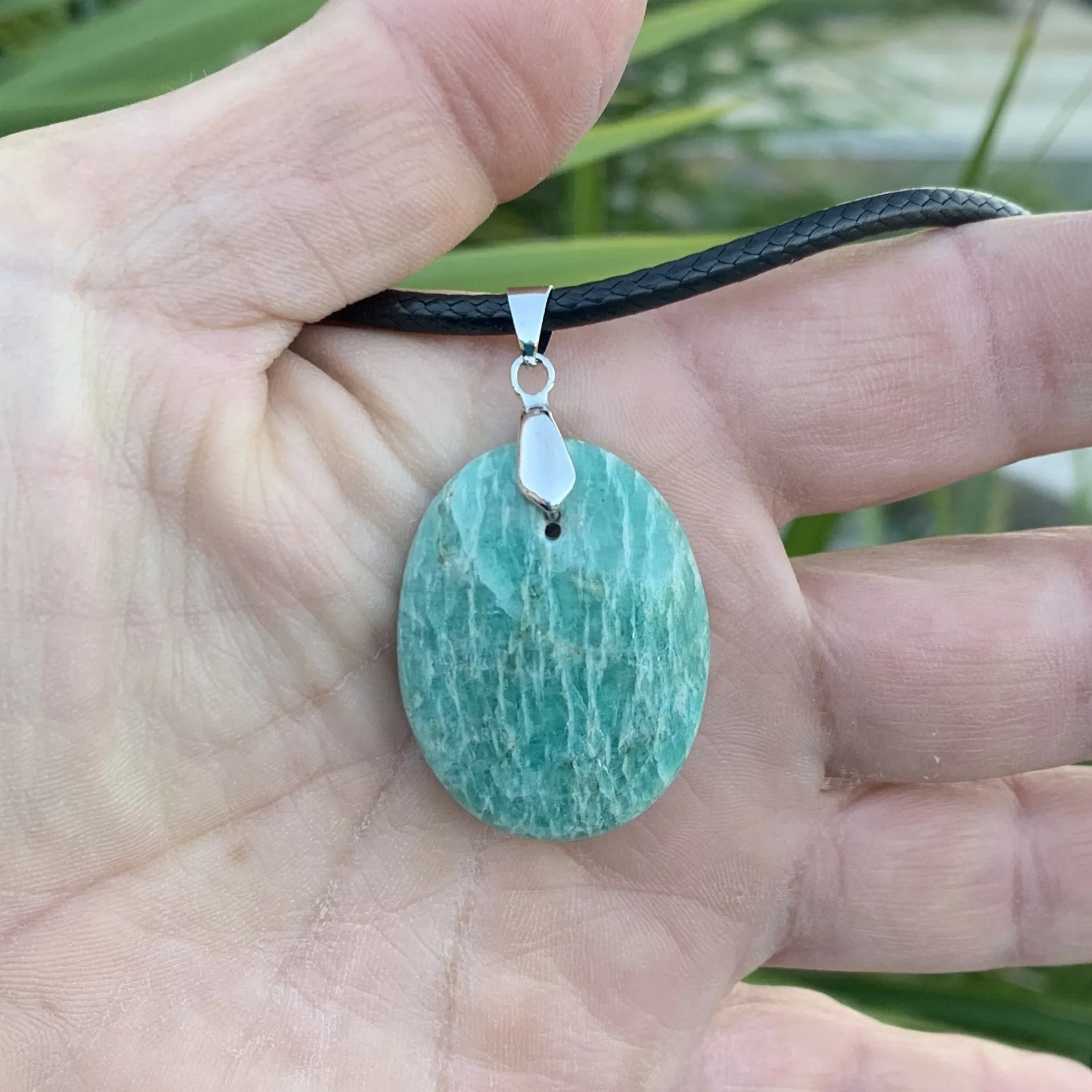 Made-to-order natural blue amazonite pendant