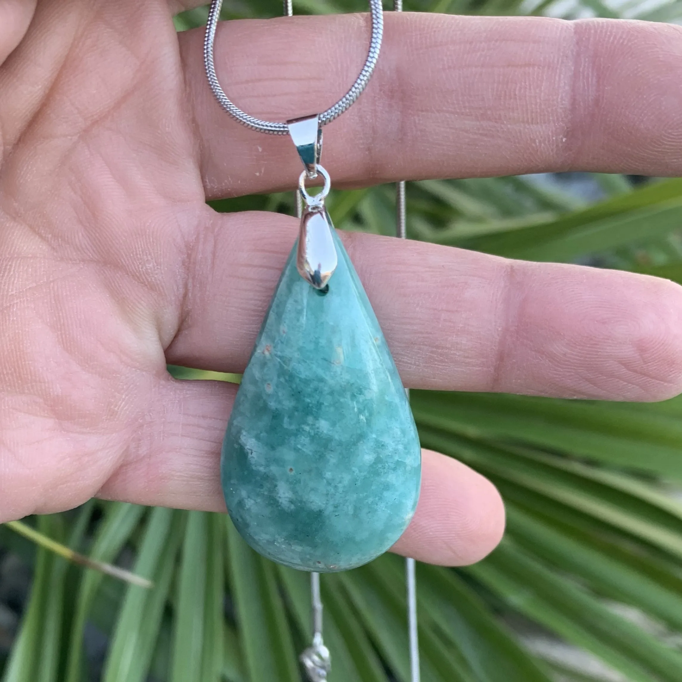 Made-to-order natural blue amazonite pendant