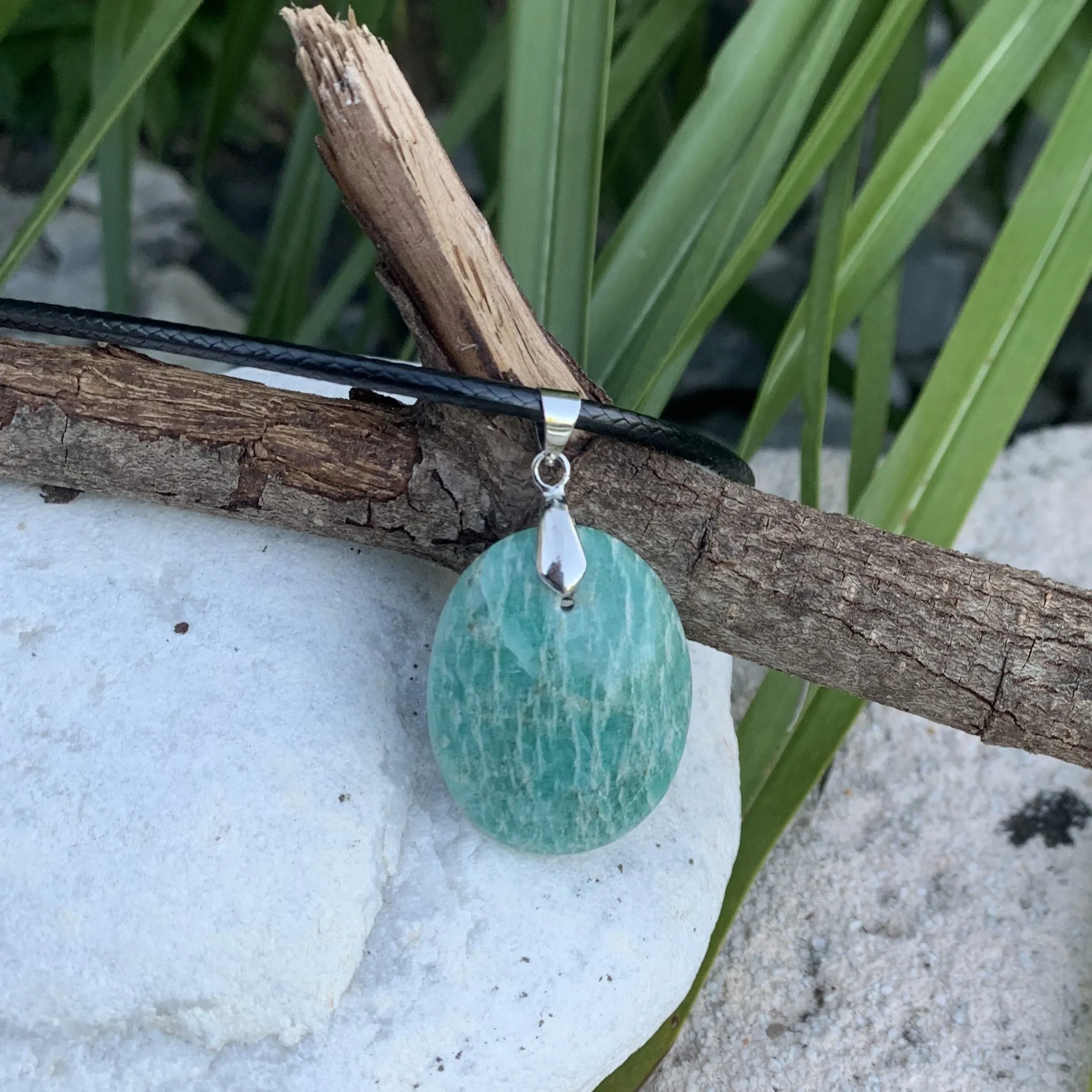 Made-to-order natural blue amazonite pendant