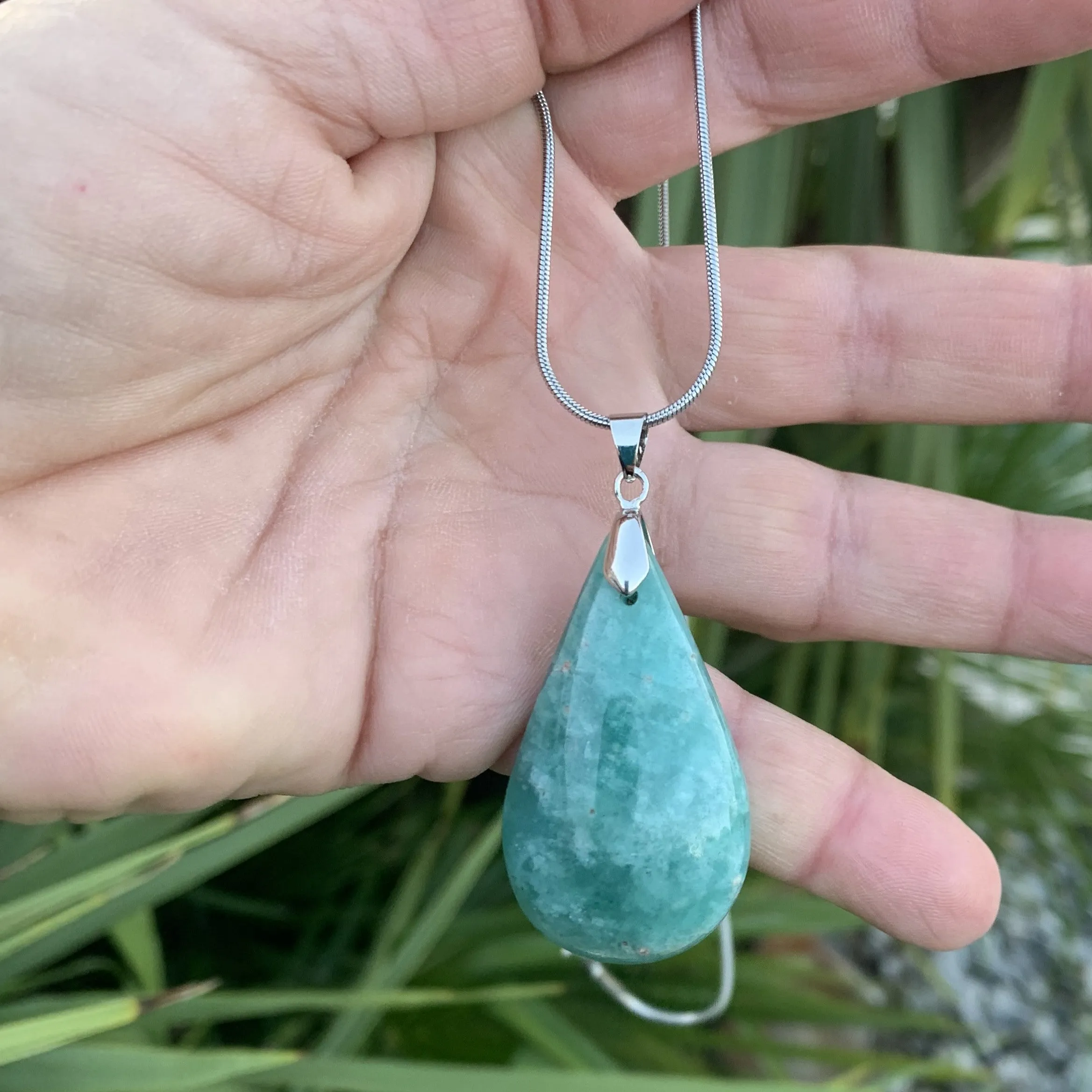 Made-to-order natural blue amazonite pendant