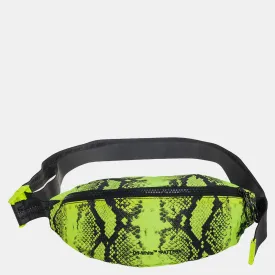 Neon Green/Black Python Print Nylon Fanny Pack Belt Bag