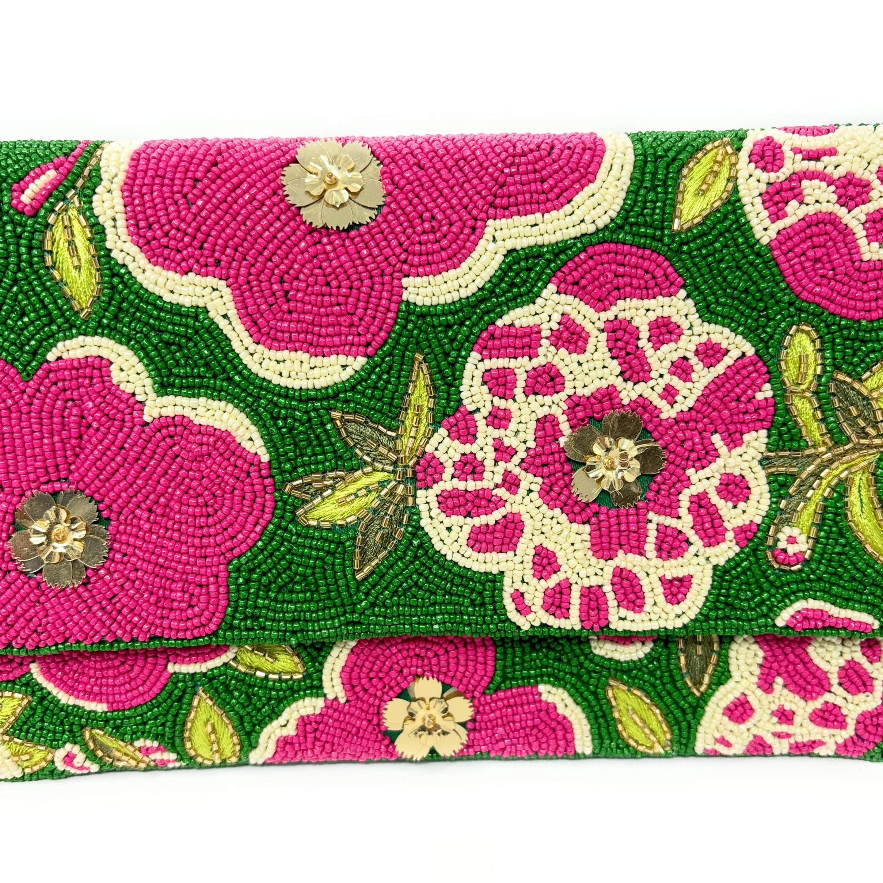 Olivia Beaded Floral Clutch Purse