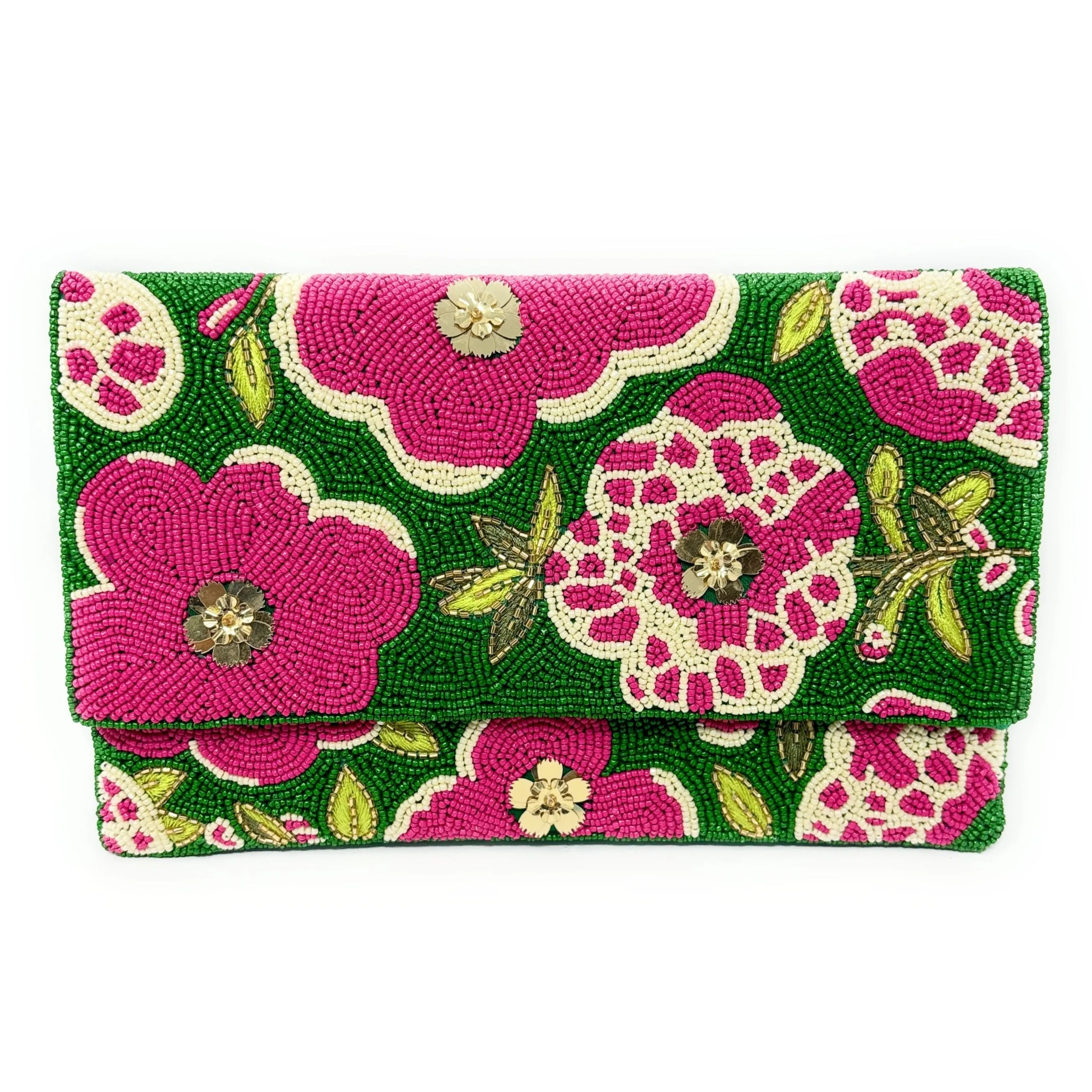 Olivia Beaded Floral Clutch Purse