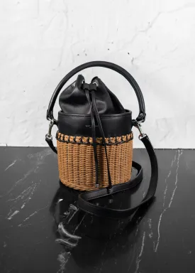 Saint Laurent Calfskin Wicker Small Bahia Bucket Bag