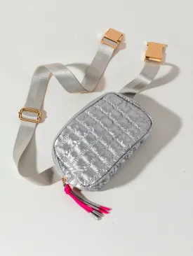 SHI Logan Silver Quilted Belt Bag