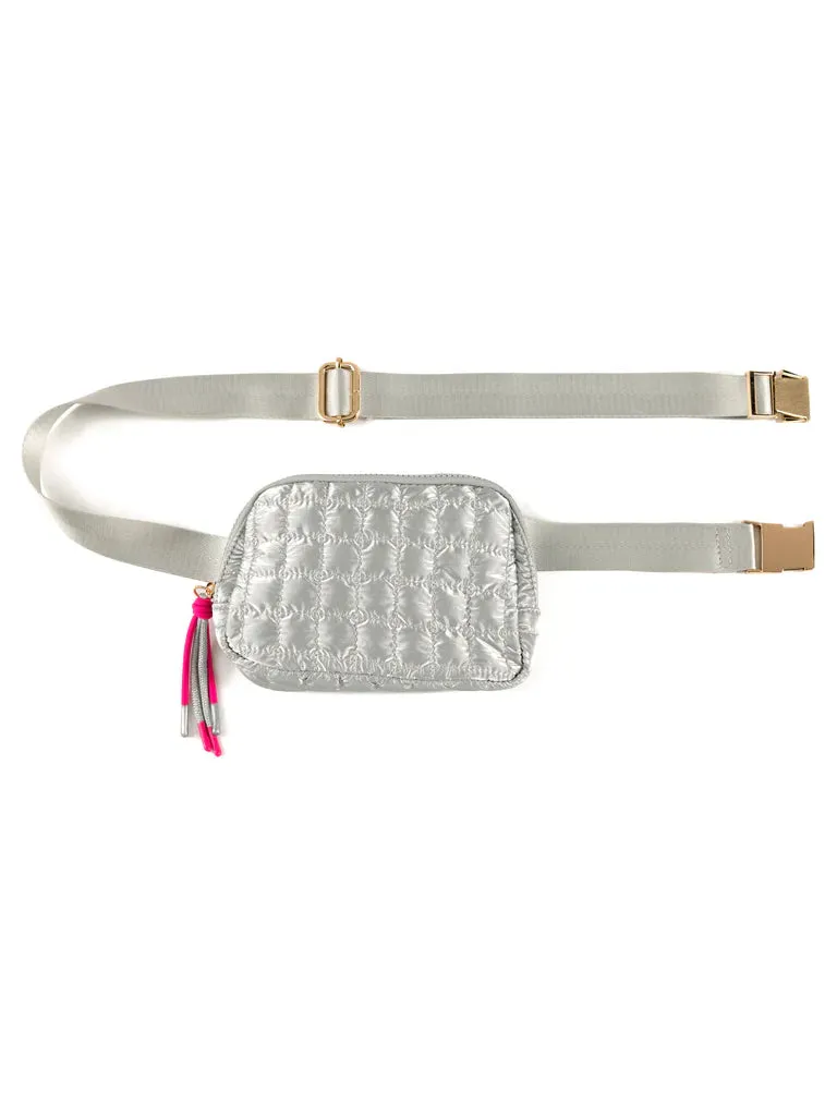 SHI Logan Silver Quilted Belt Bag