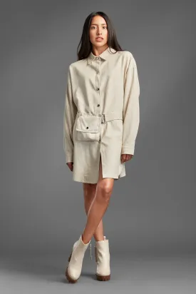 Sleek And Chic Linen Shirt Dress With Belt Pocket