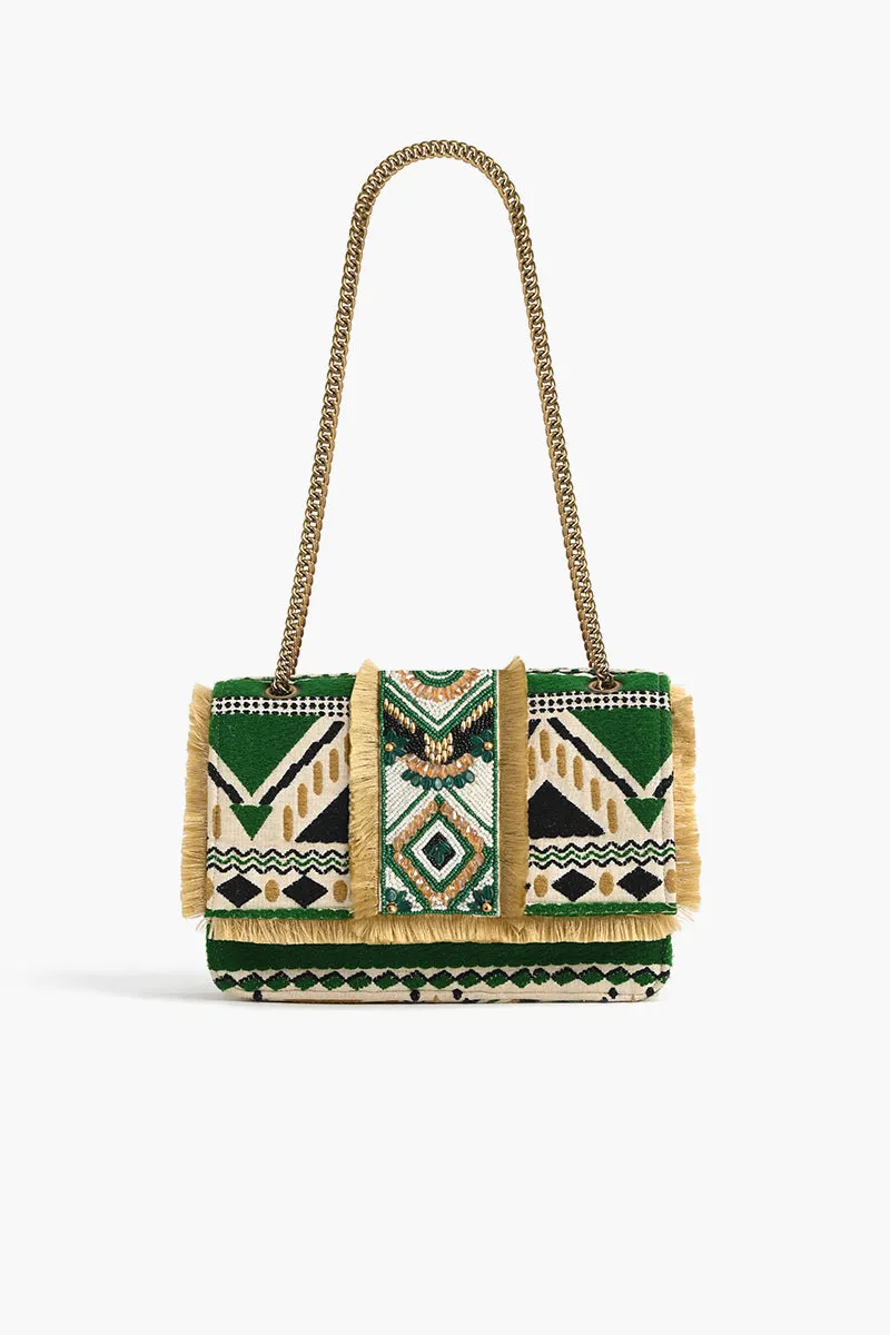 Southwest Jade Beaded Shoulder Bag