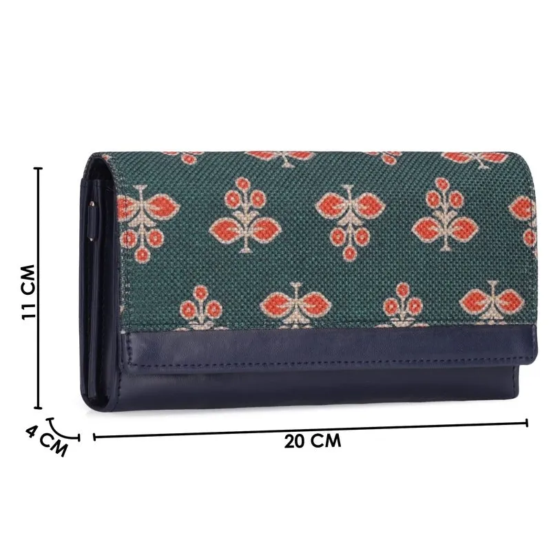 THE CLOWNFISH Ladies Wallet - Vegan Leather, Stylish Design | Sling Bag Included | Dark Green