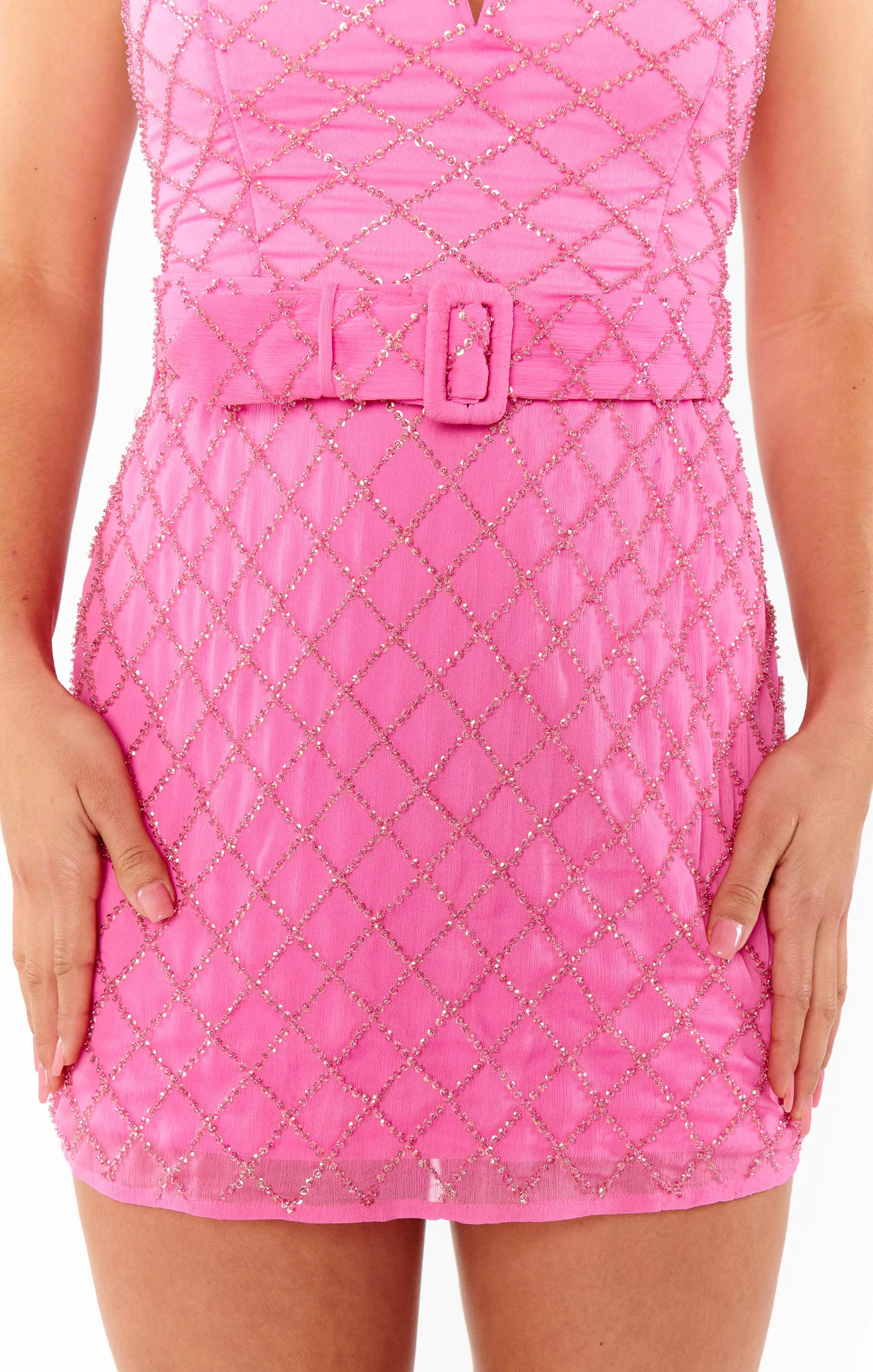 Twilight Mini Dress ~ Pink Beading